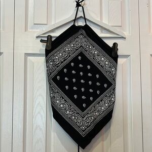 Vintage ASSA Black Bandana Print Handkerchief Top